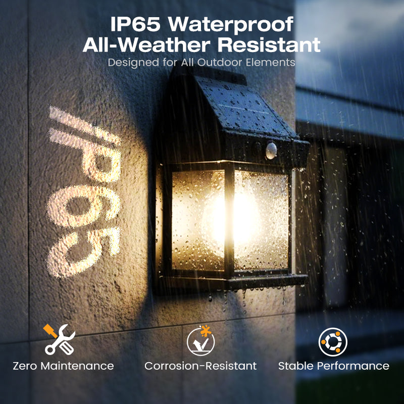 Solar Wall Light with Motion Sensor – Weatherproof, Automatic On/Off, Easy to Install for Garden and Pathways