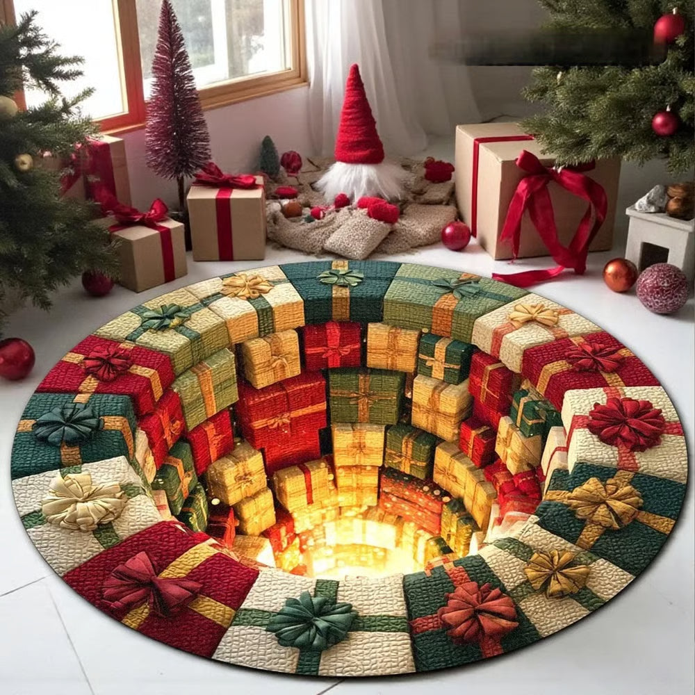 3D Swirl Quilted Christmas Rug