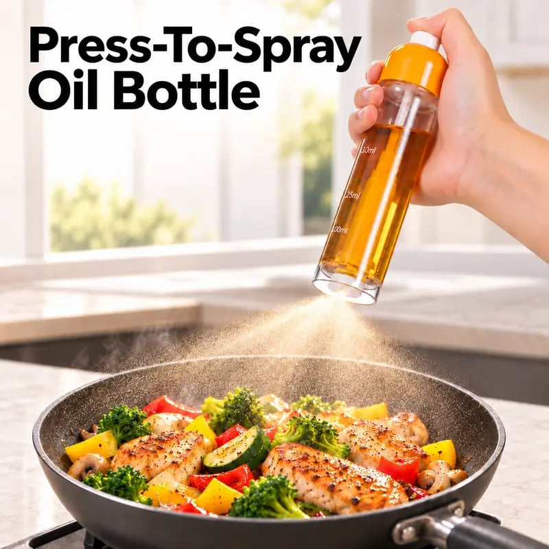 Refillable Oil Spray Bottle for Cooking, Olive Oil Sprayer with Nozzle at the Bottom