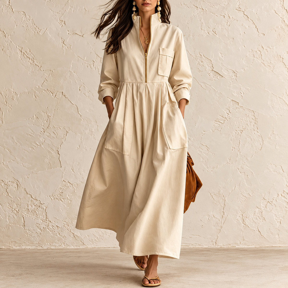 Zip-Up Maxi Dress