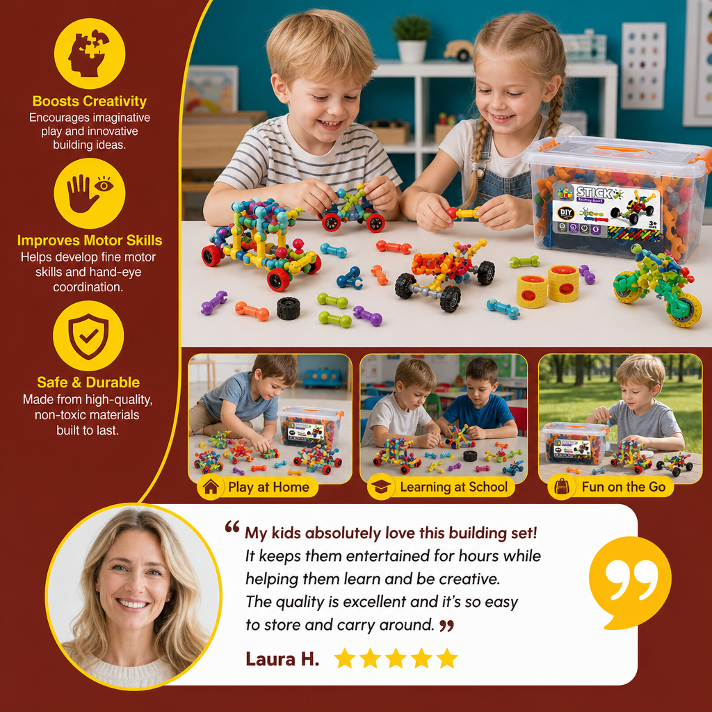 Educational DIY Building Set with Movable Joints