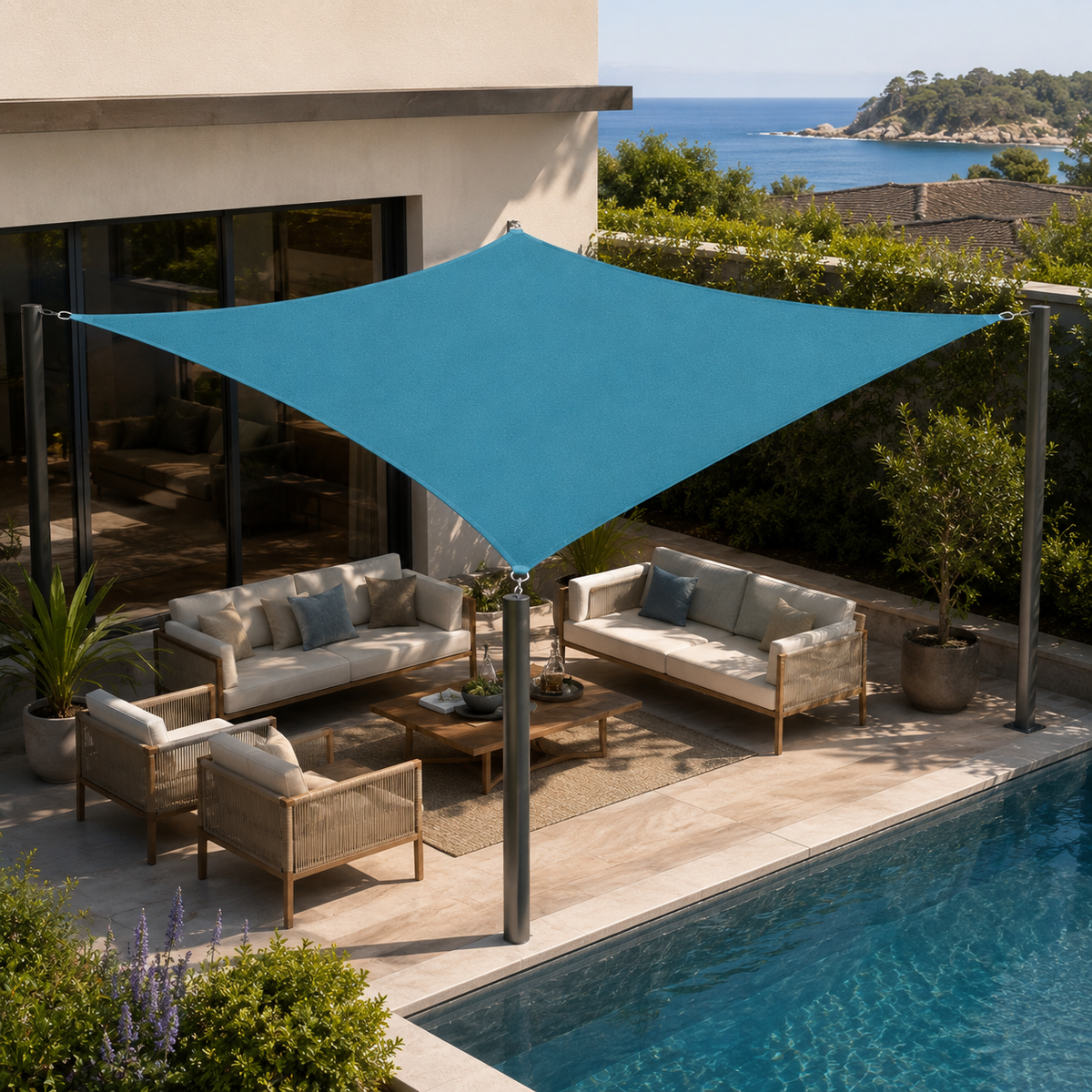 Backyard Patio Sun Protection | UV-Blocking Canvas Shade Sail