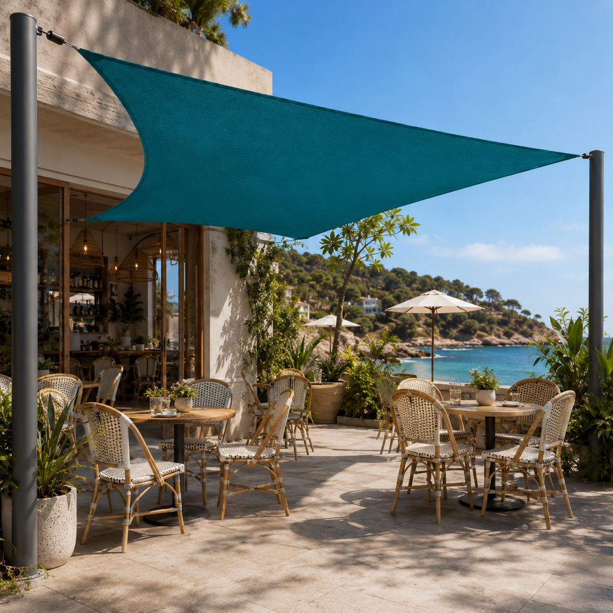 Backyard Patio Sun Protection | UV-Blocking Canvas Shade Sail