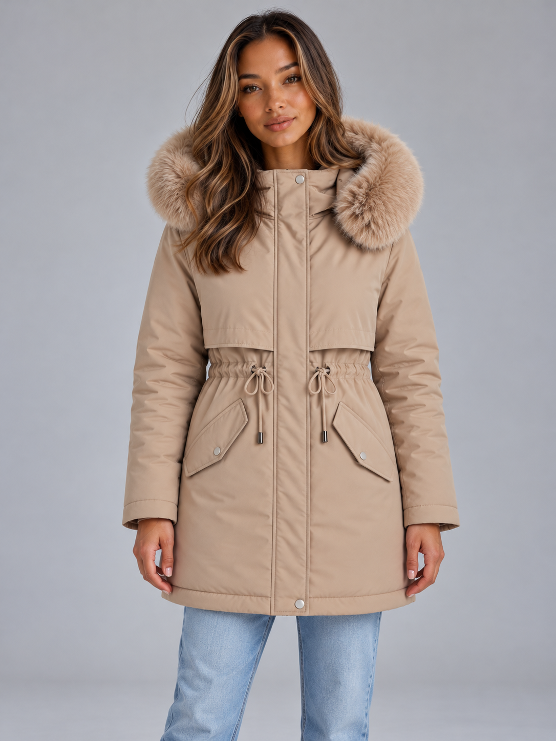 Women's Faux Fur Hooded Padded Coat