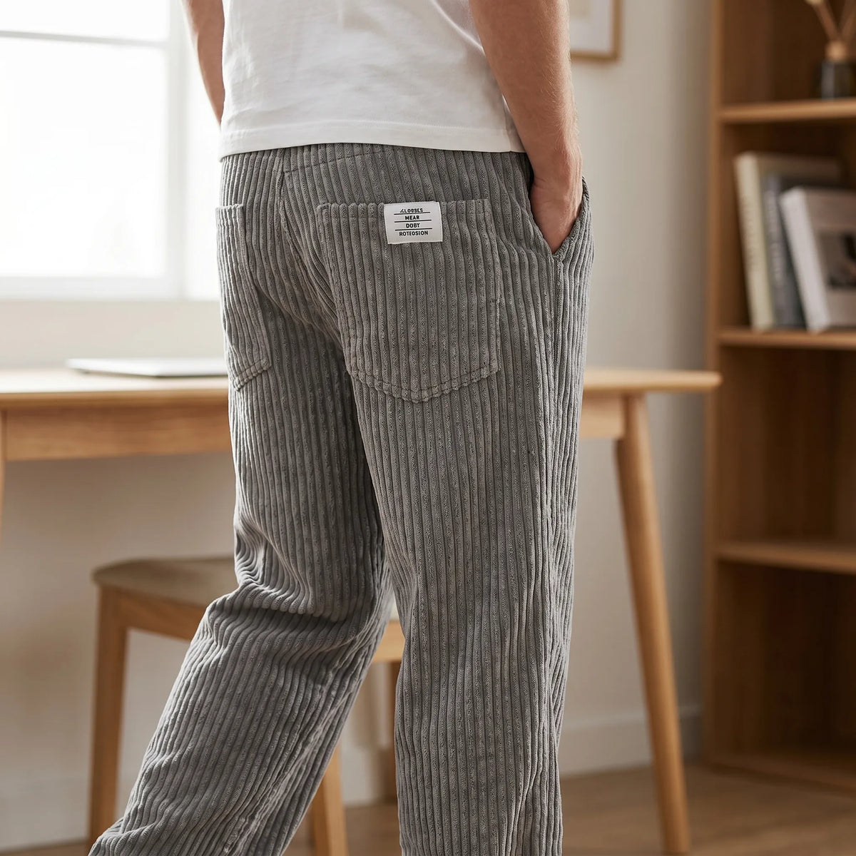 Men's Trousers | Corduroy Trousers with Elastic Waist