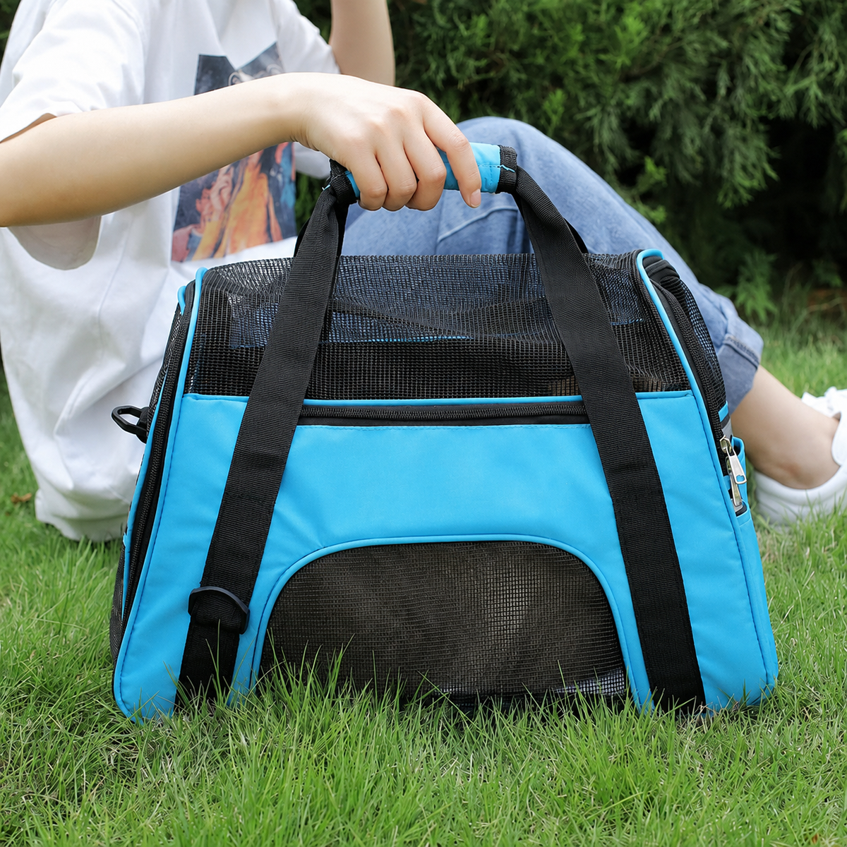 Thrives Outdoor | Petluxe Collapsible Mesh Pet Carrier Bag