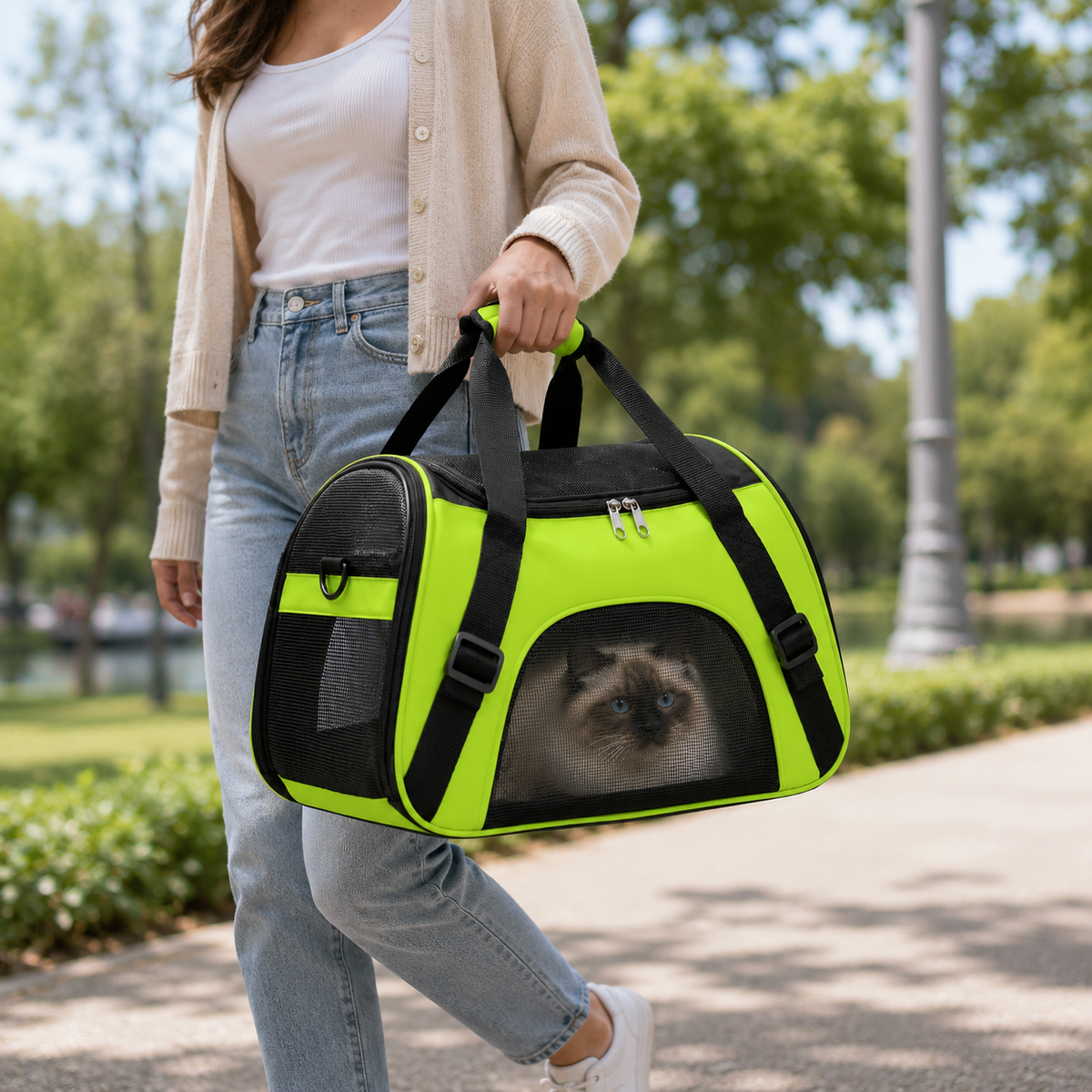 Thrives Outdoor | Petluxe Collapsible Mesh Pet Carrier Bag