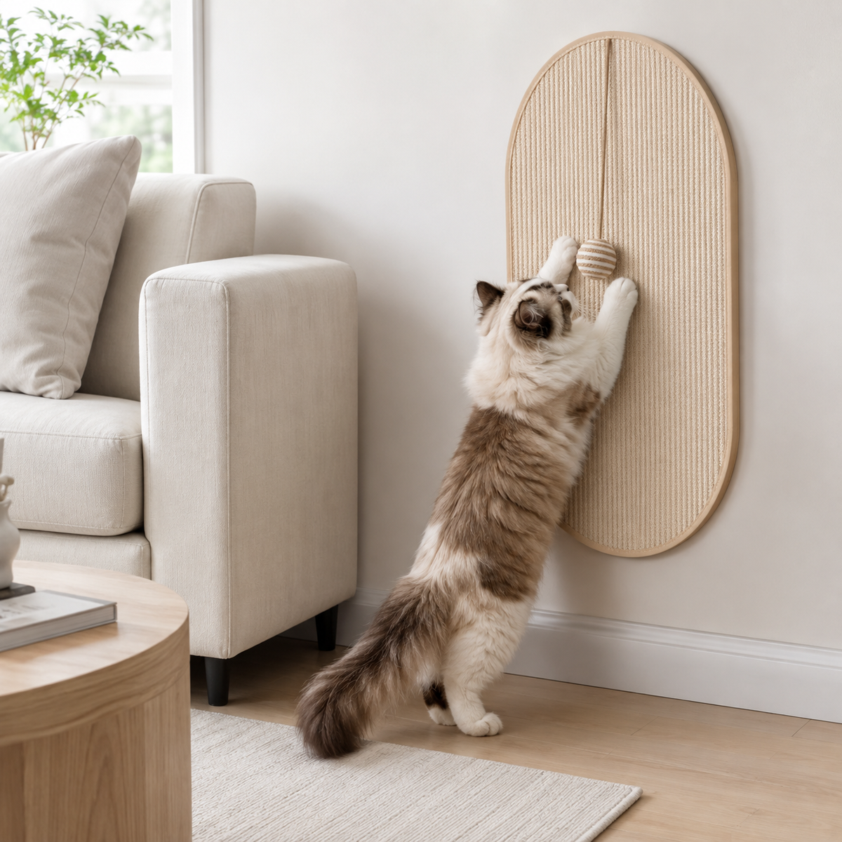 Thrives Outdoor | Scratchly Wall-Mounted Sisal Scratching Panel With Toy