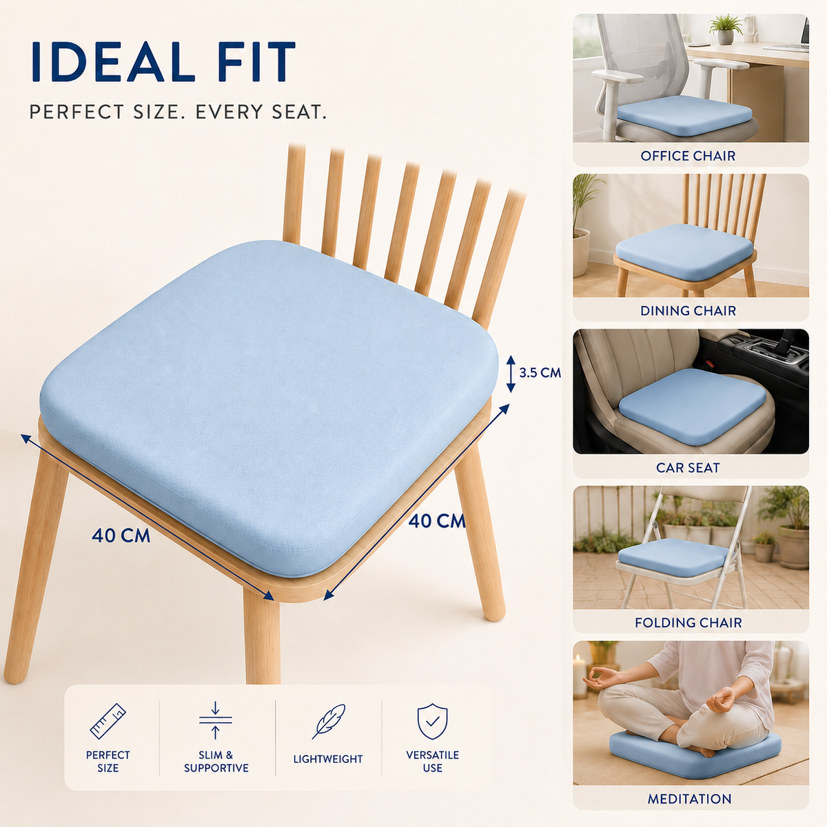 Thrives Outdoor | Sitvera Square Low Profile Seat Pad