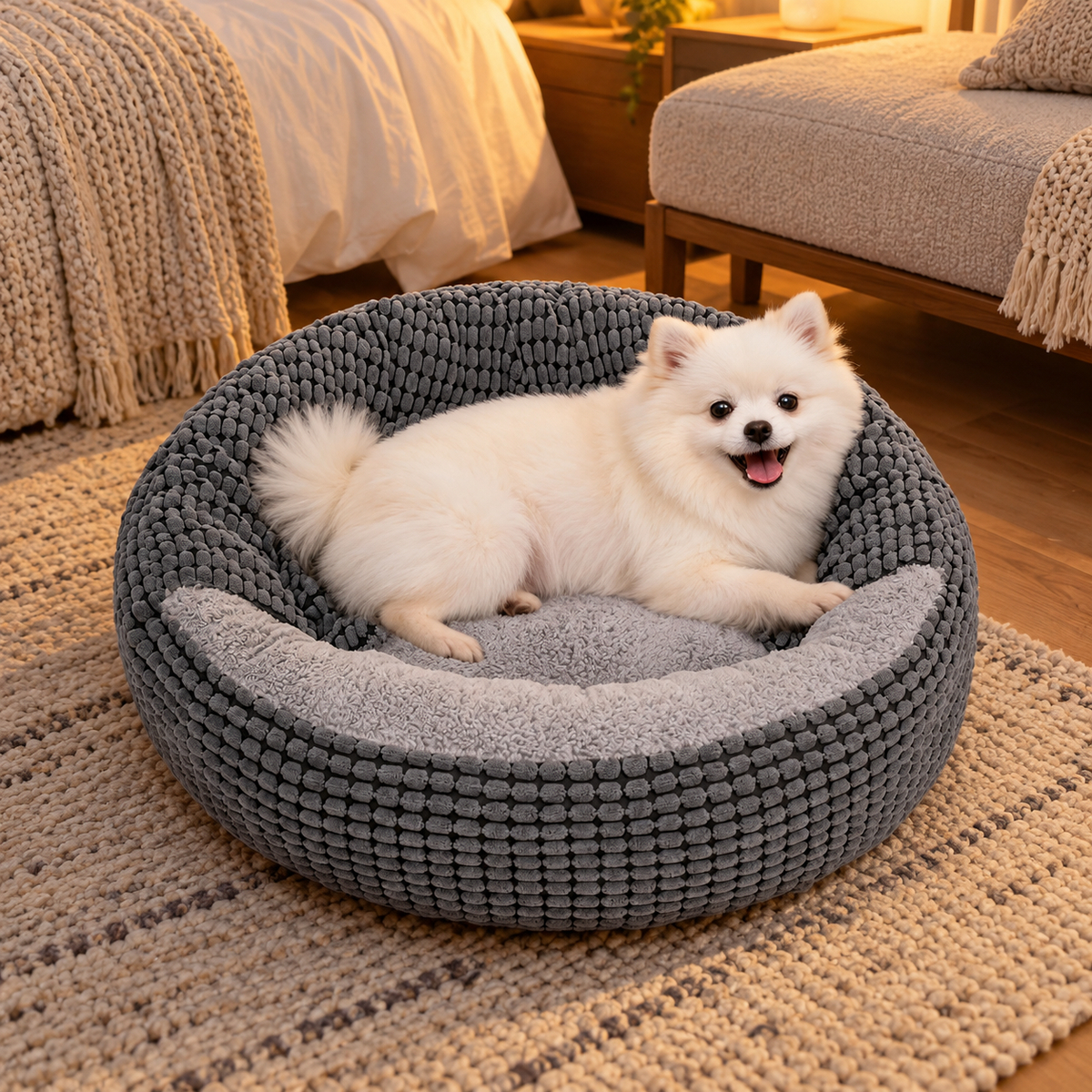 Thrives Outdoor | Snugglova Hooded Round Donut Pet Bed