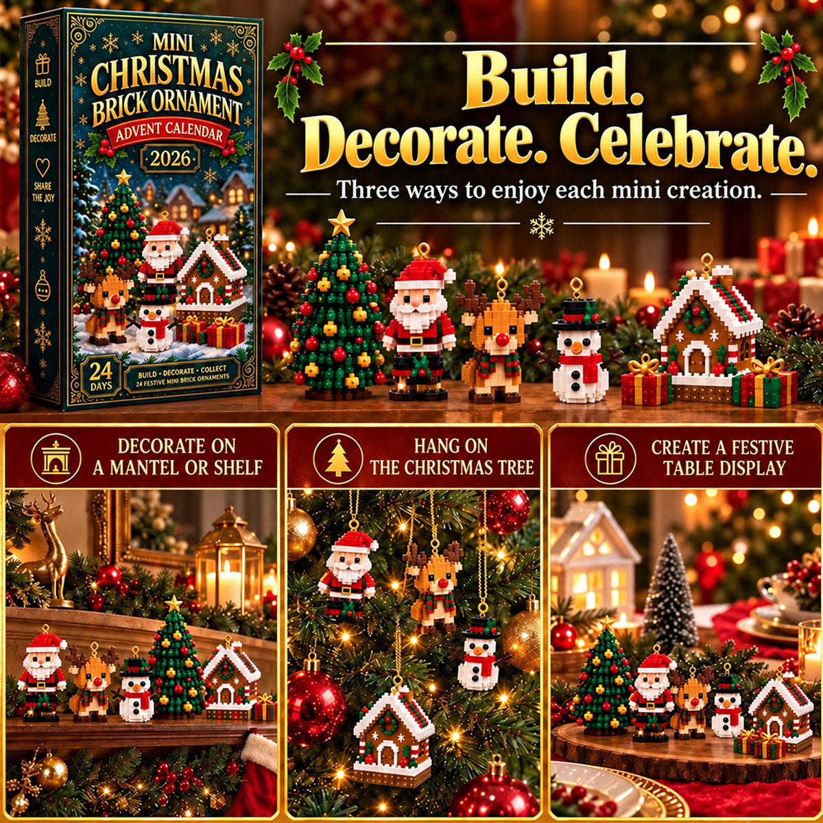 Thrives Outdoor | 24-Day Mini Christmas Decoration Advent Calendar | 24 Unique Festive Building Sets with Hanging Loops
