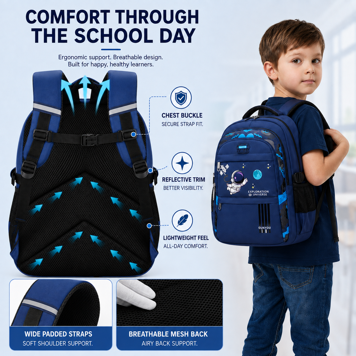 Thrives Outdoor | AstroVibe Waterproof Polyester School Backpack