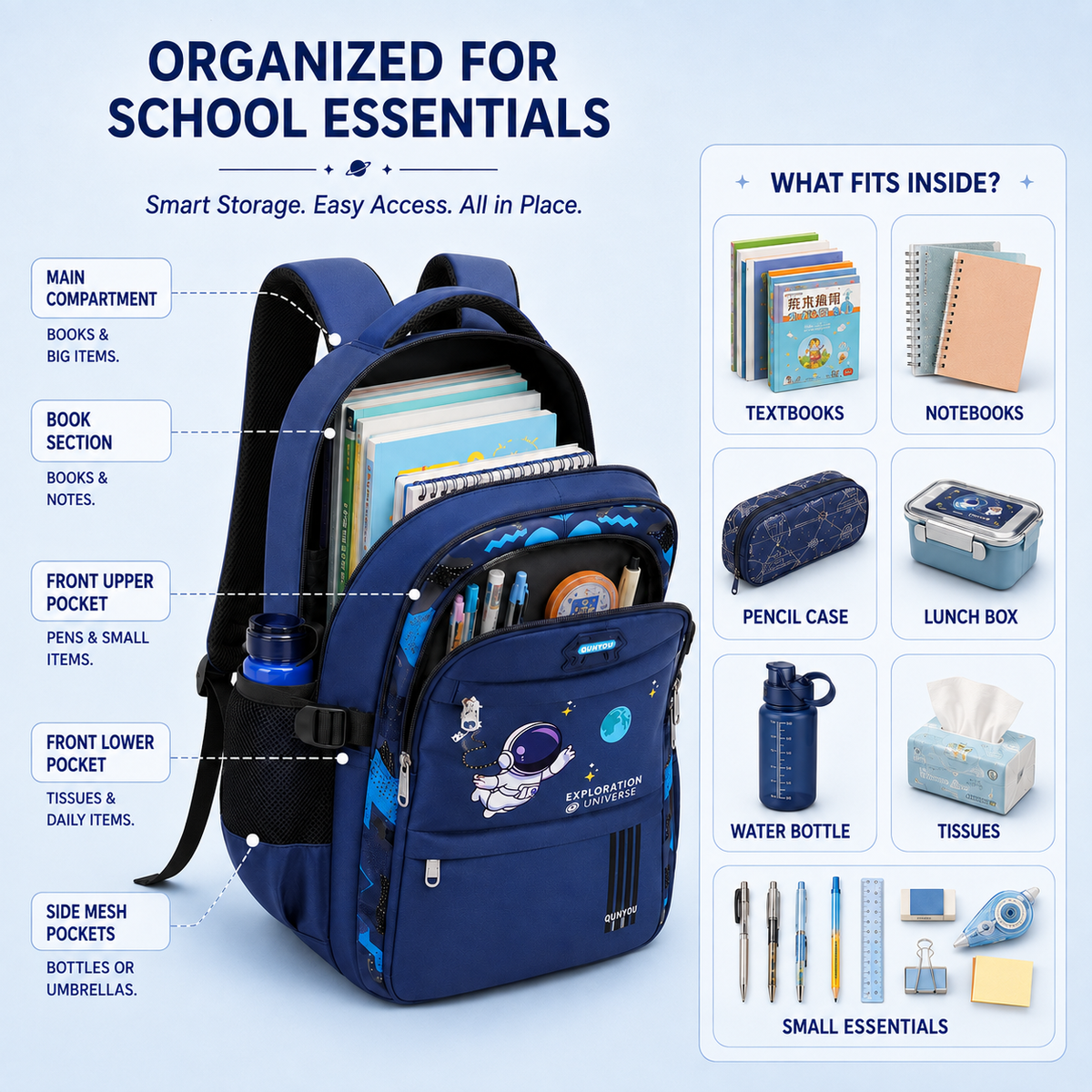 Thrives Outdoor | AstroVibe Waterproof Polyester School Backpack