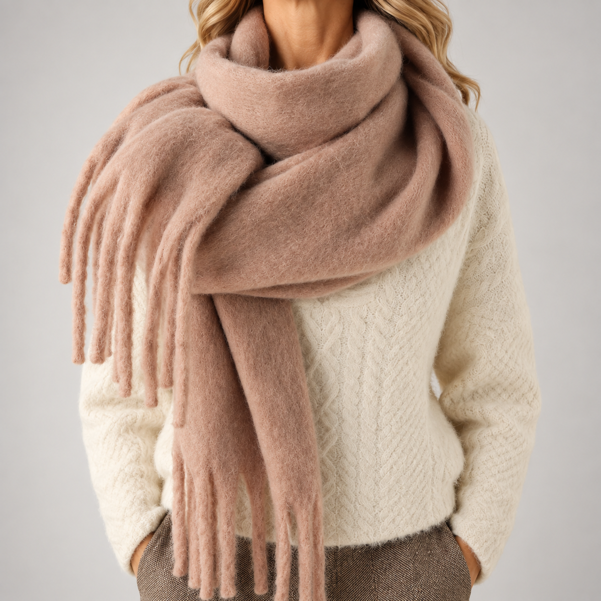 Soft Scarf with Fringes