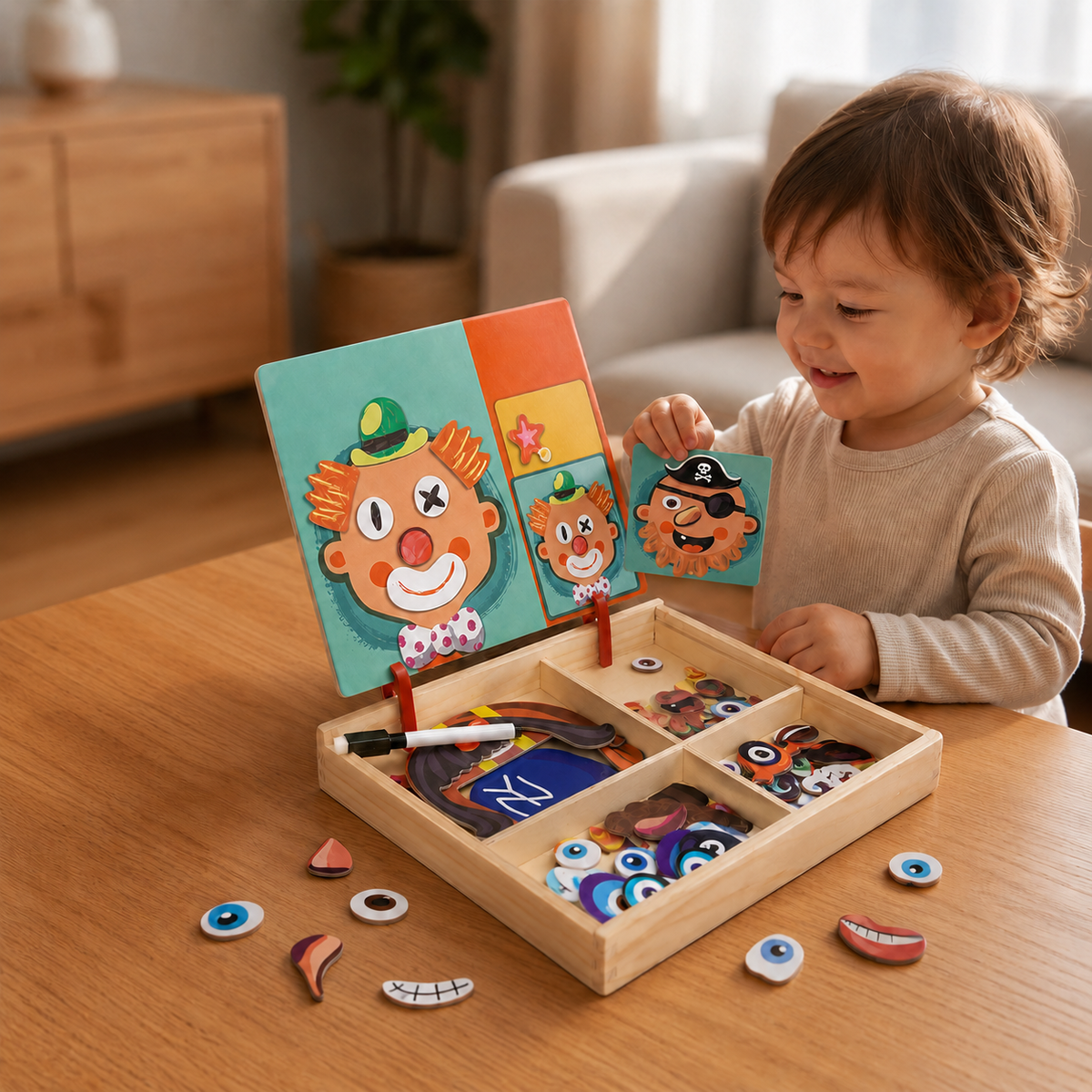 Magnetic Wooden Dress-Up & Matching Puzzle Board – Creative Learning Toy