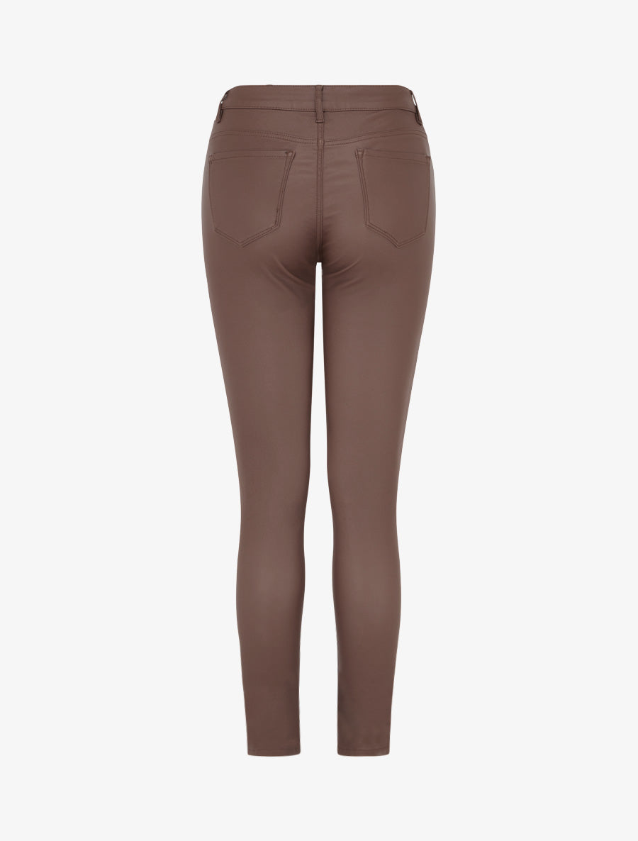 Coated Effect Slim 5-Pocket Trousers