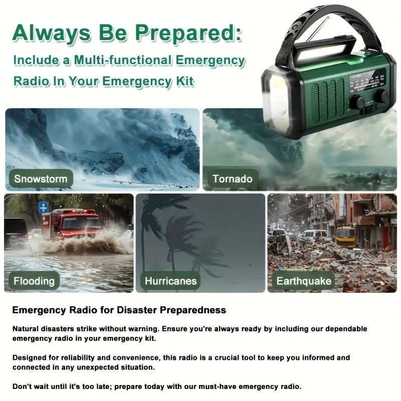 Emergency Radio with Solar, Torch and USB Charging Function