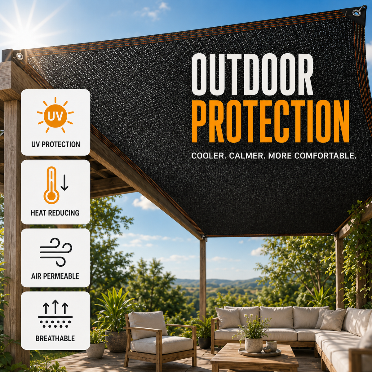 Easy Mount Outdoor Shade Mesh With Grommets