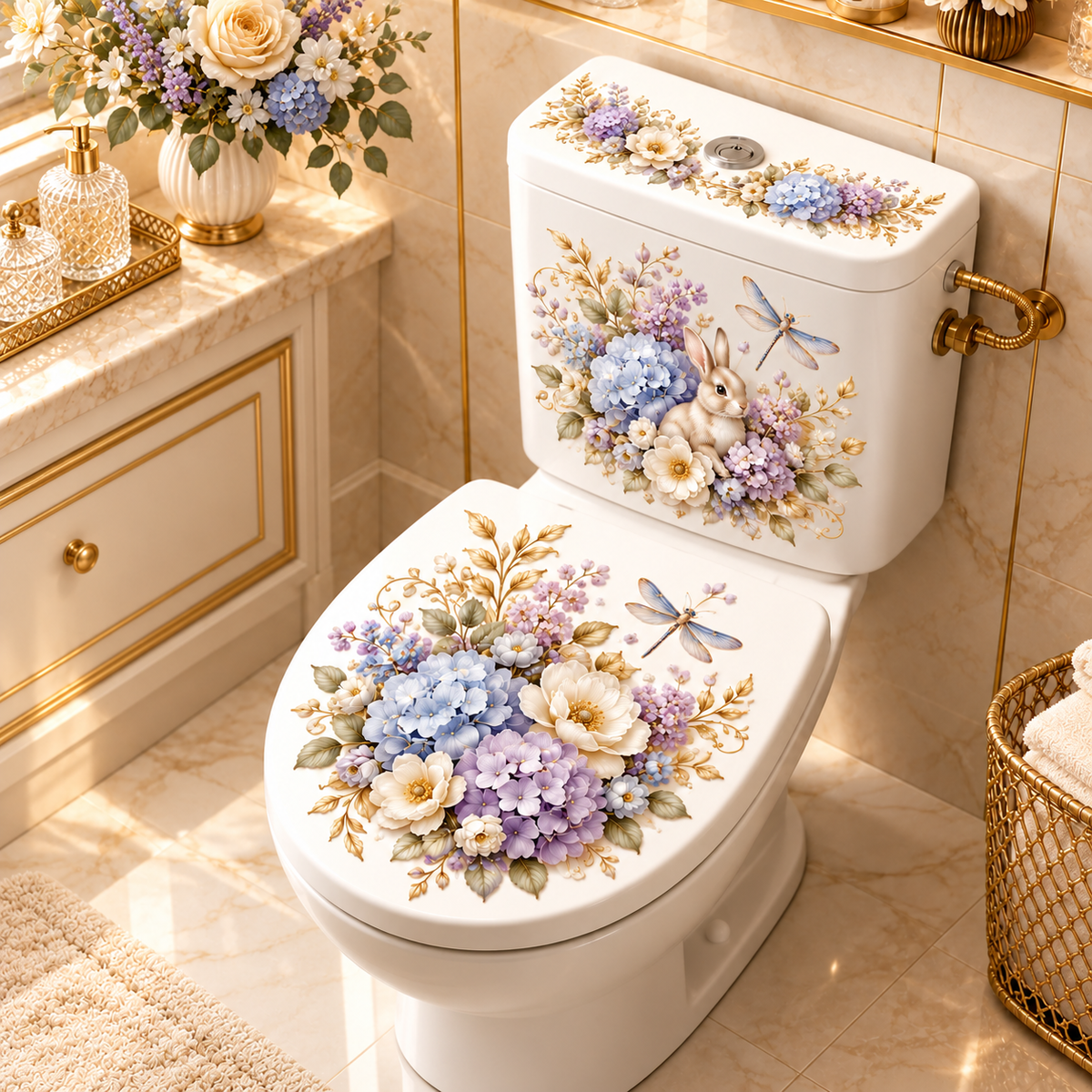 Animal & Floral Toilet Decals – 5 Charming Designs for Elegant Bathroom Decor