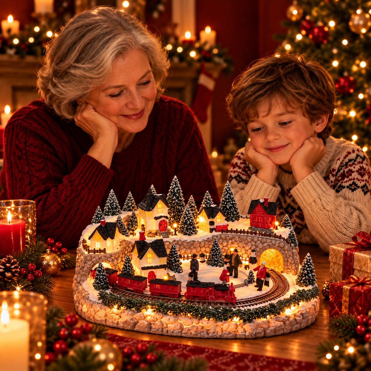 Thrives Outdoor | Illuminated Holiday Train & Ice Rink Scene