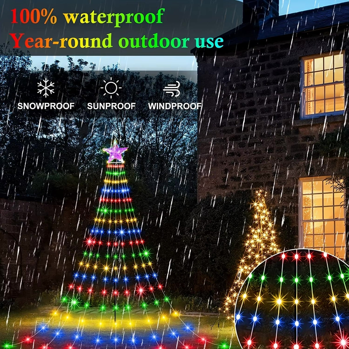 Smart RGB Waterfall Christmas Tree Lights