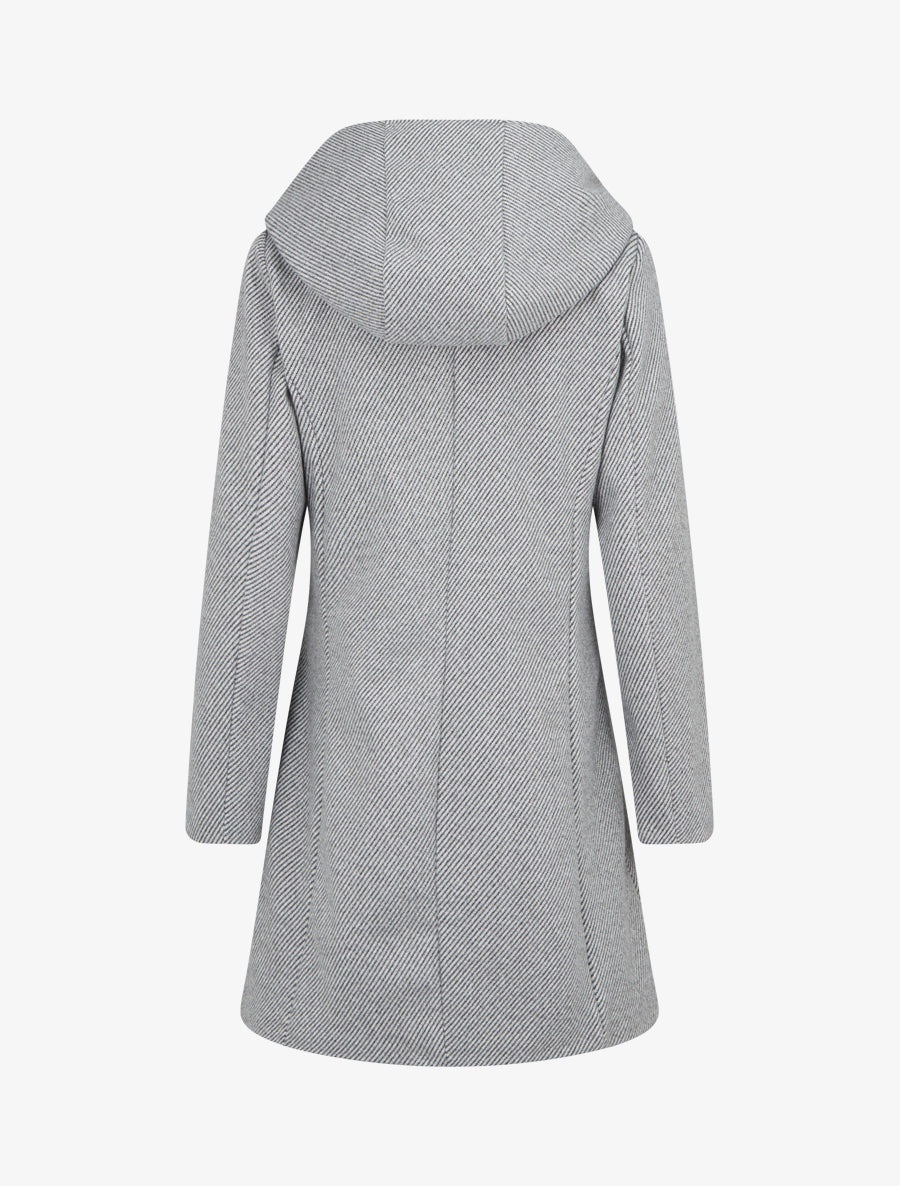Textured Coat with Faux Leather Trim