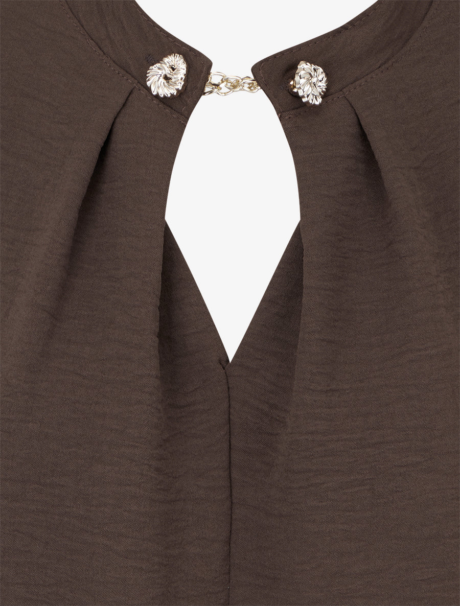 Chain Button Balloon Top - Chocolate