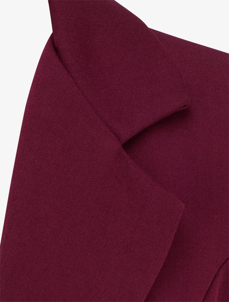 Straight Blazer with Shoulder Pads - Burgundy