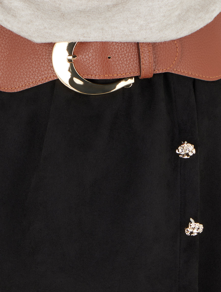 Two-Material Dress with Cowl Neck