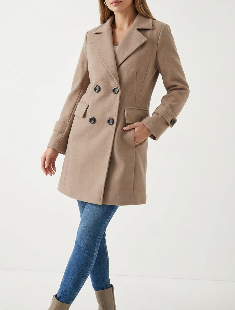 Double-Breasted Long Crossover Coat