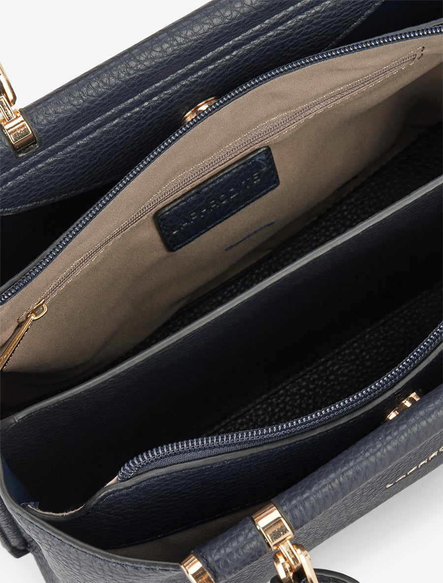 Ximena Grained-Effect Handbag - Midnight Blue