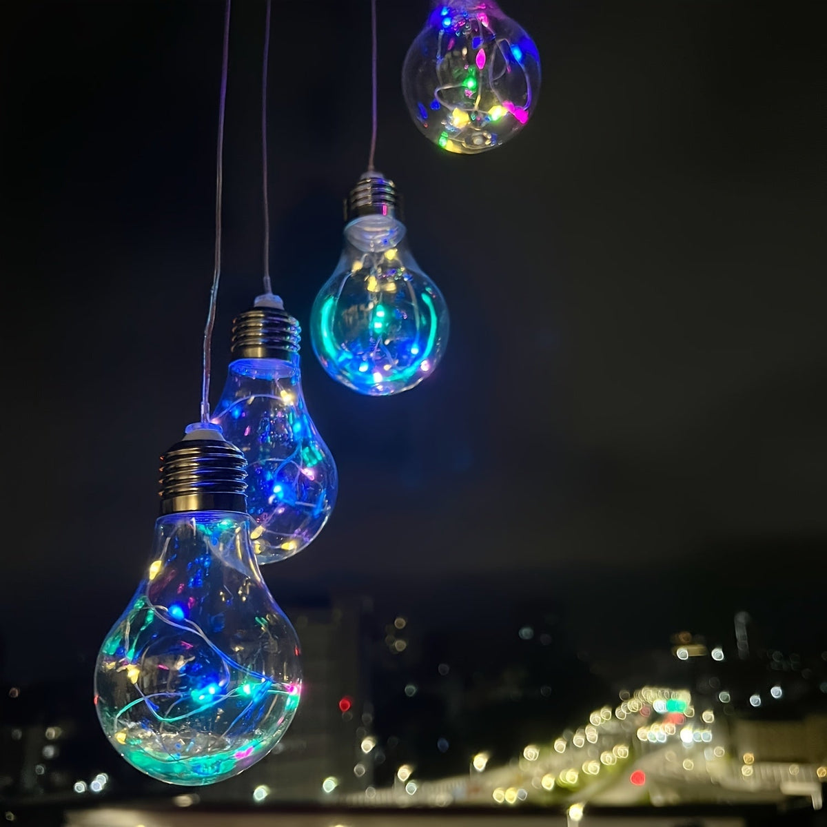 Solar Light Bulb Wind Chime with Color Changing LEDs, 21.6 in