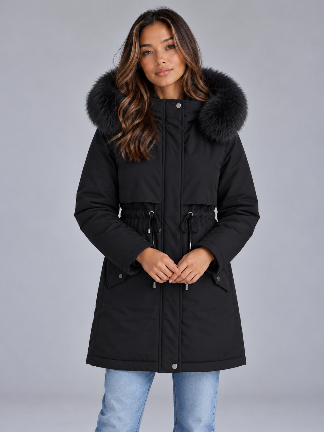 Women's Faux Fur Hooded Padded Coat