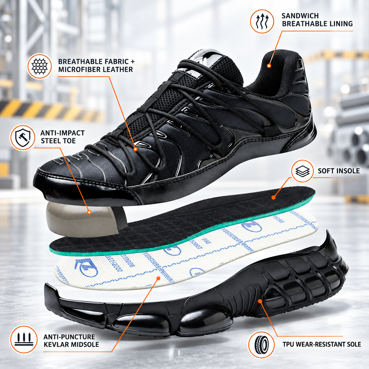 Low Profile Anti Fatigue Safety Sneakers
