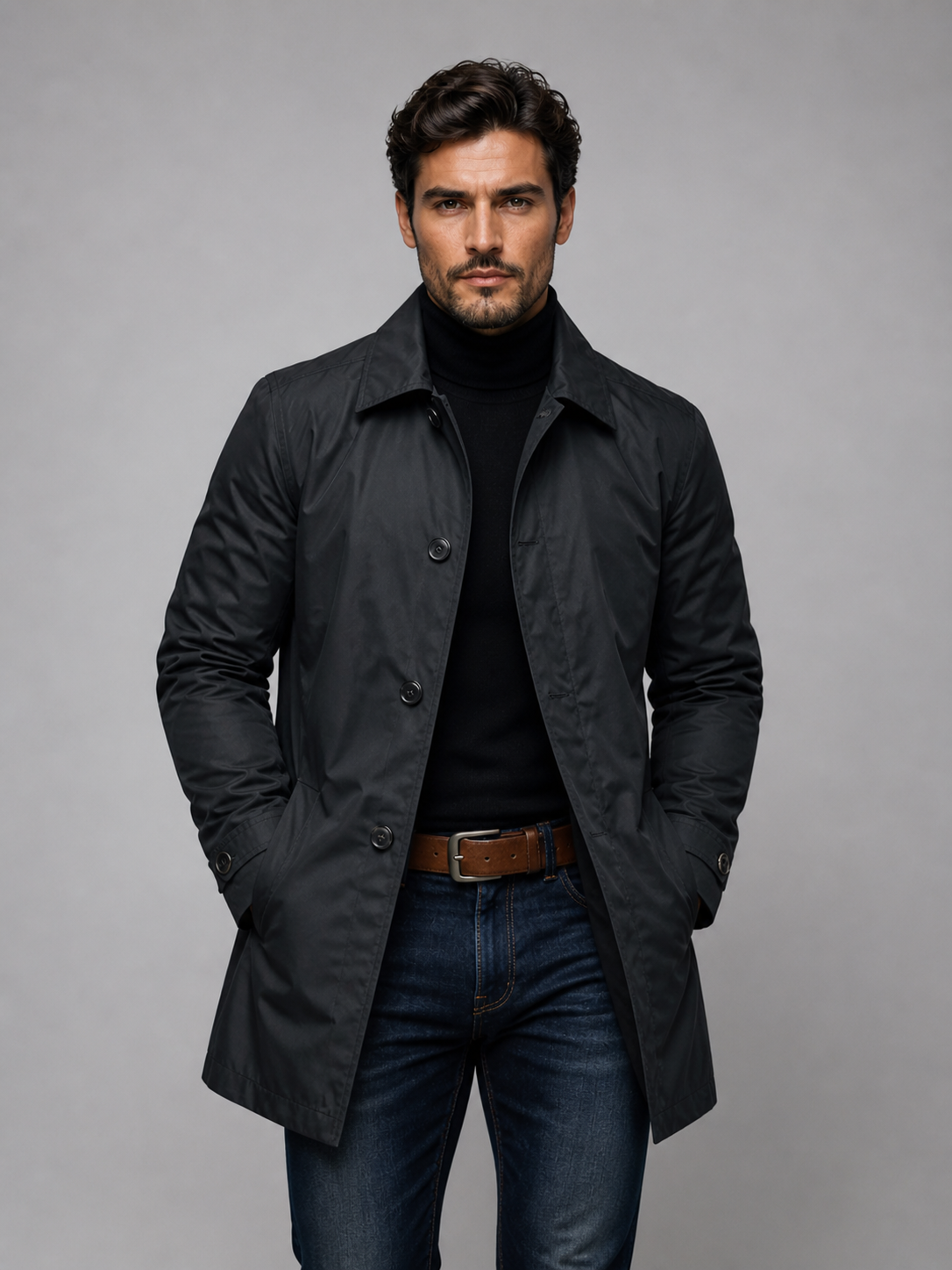 Men's Coat with Classic Cut and Elegant Silhouette