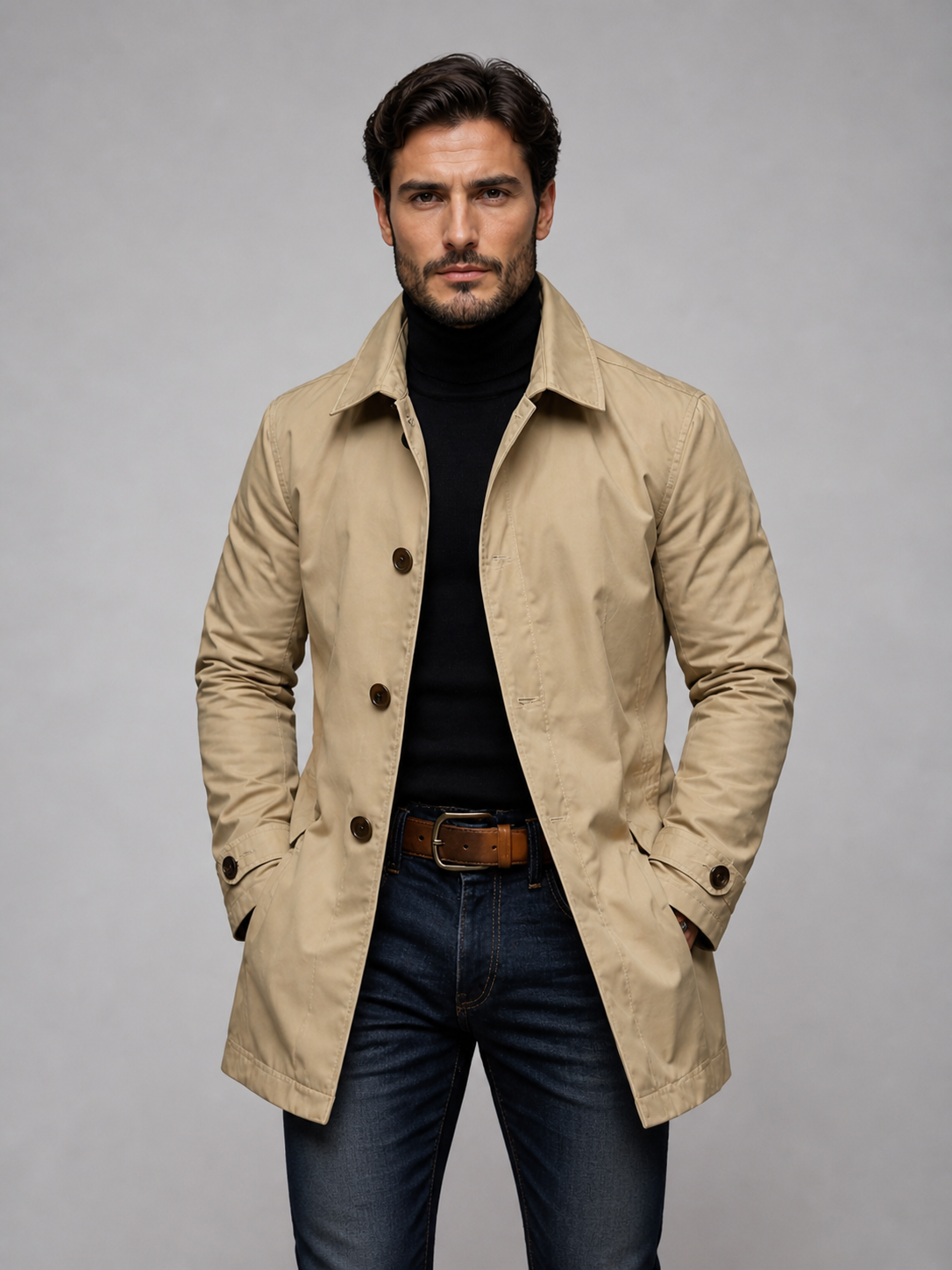 Men's Coat with Classic Cut and Elegant Silhouette
