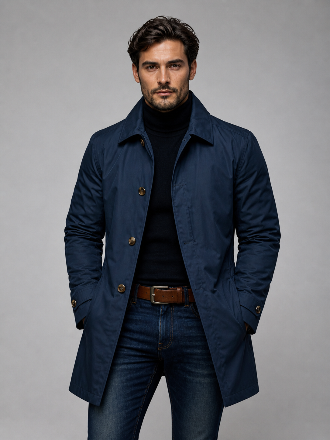 Men's Coat with Classic Cut and Elegant Silhouette