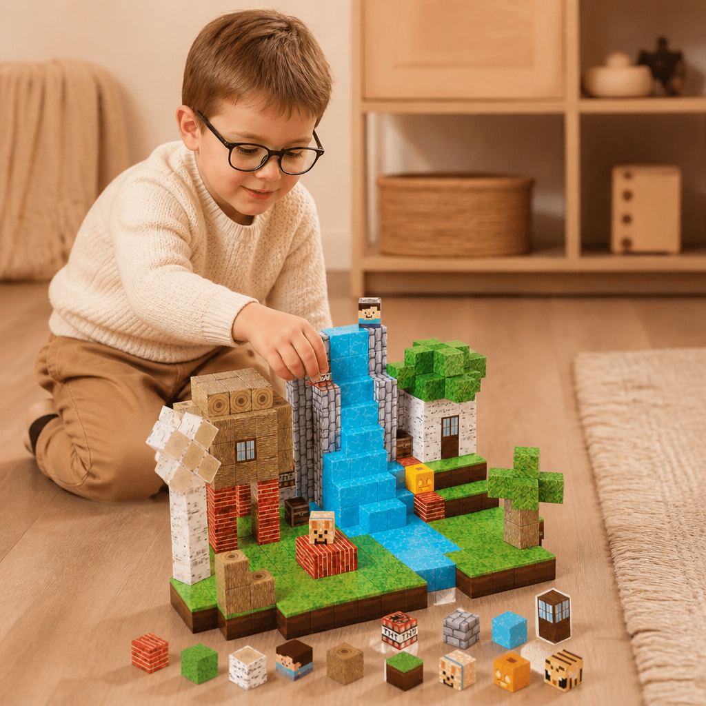 100-Piece Magnetic Building Block Cube Set – Montessori STEM Construction Toy for Children