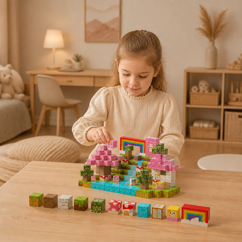 100-Piece Magnetic Building Block Cube Set – Montessori STEM Construction Toy for Children
