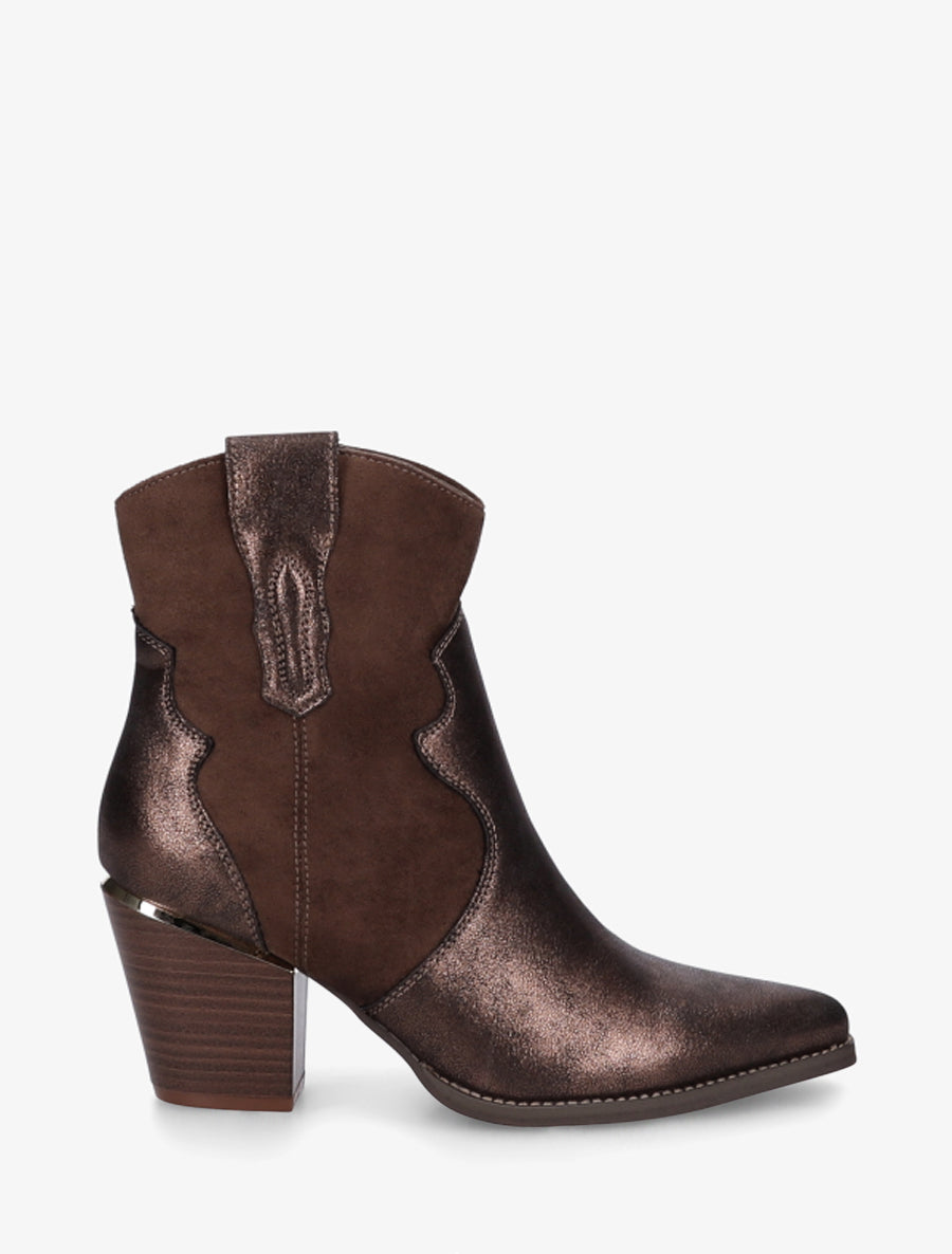 Western Ankle Boots with Pearlescent Panels