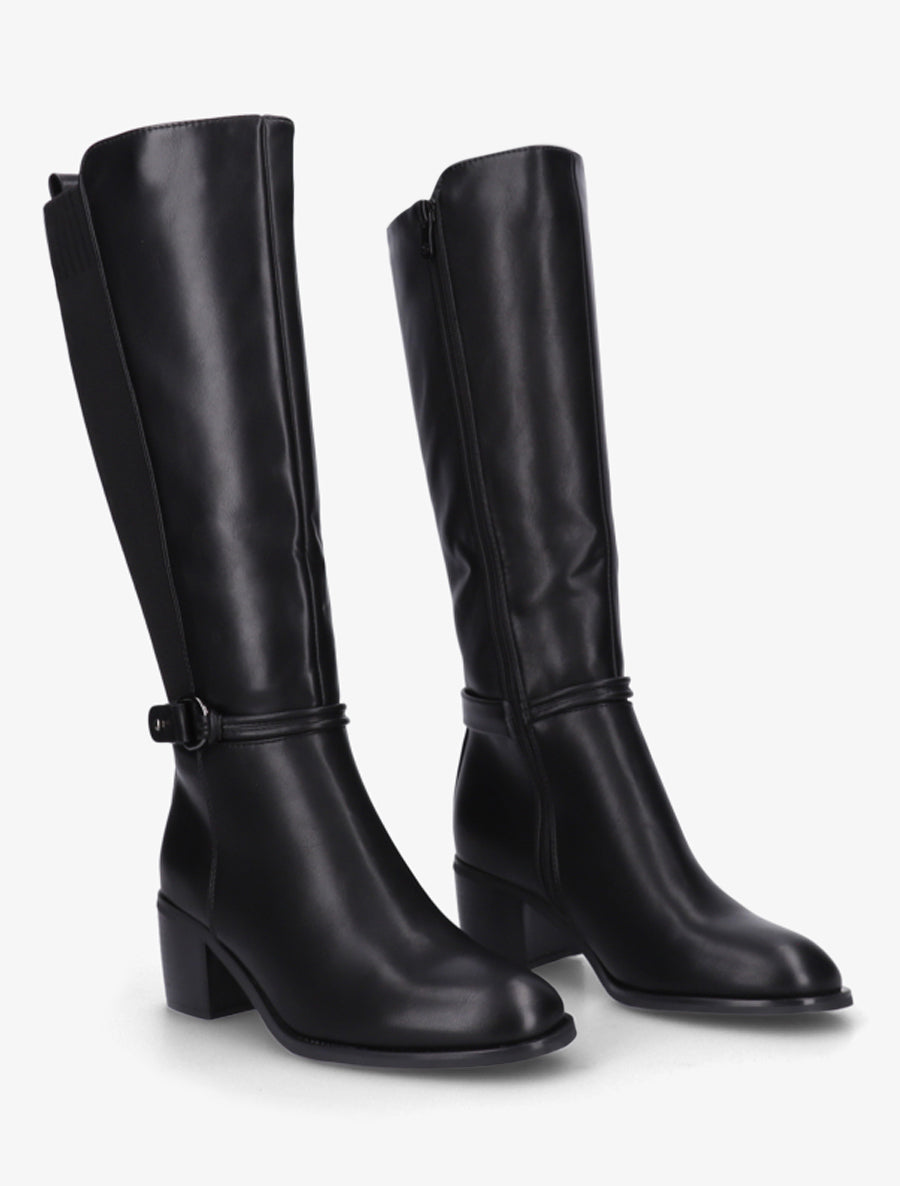 Mesh-Style Boots with 6 cm Heel - Black
