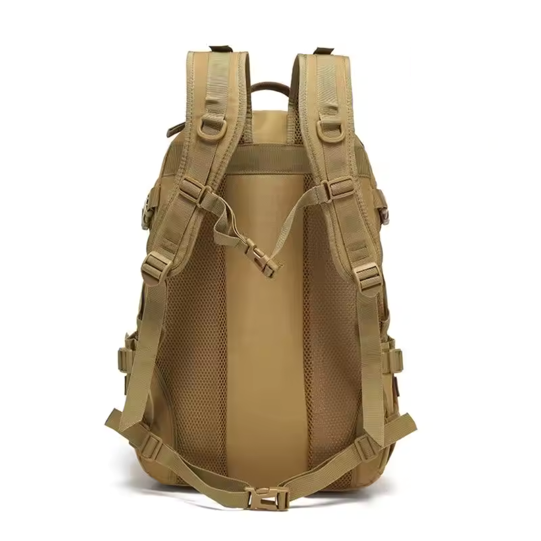 40 litre tactical backpack with water-resistant fabric and padded straps