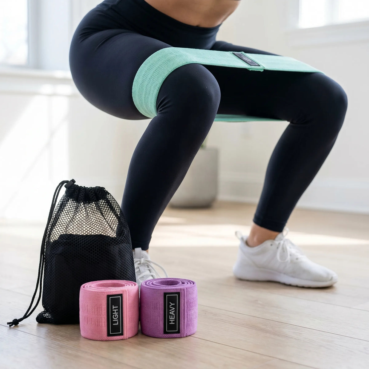 Long resistance bands woven fabric wide loop full-body strength training