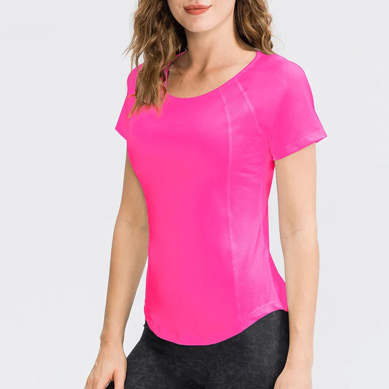 Women's short sleeve athletic top breathable quick-drying fabric