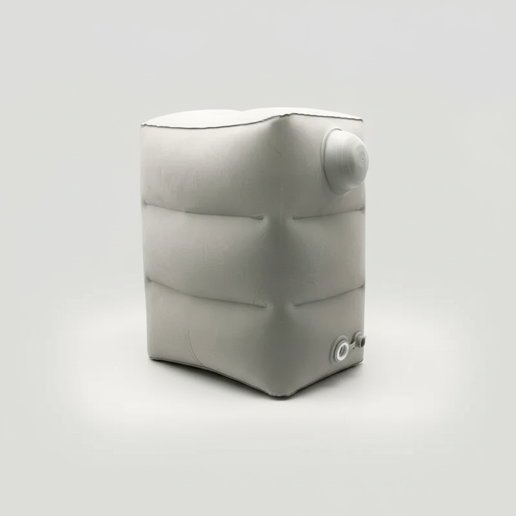 Inflatable travel footrest pillow with adjustable firmness for leg support