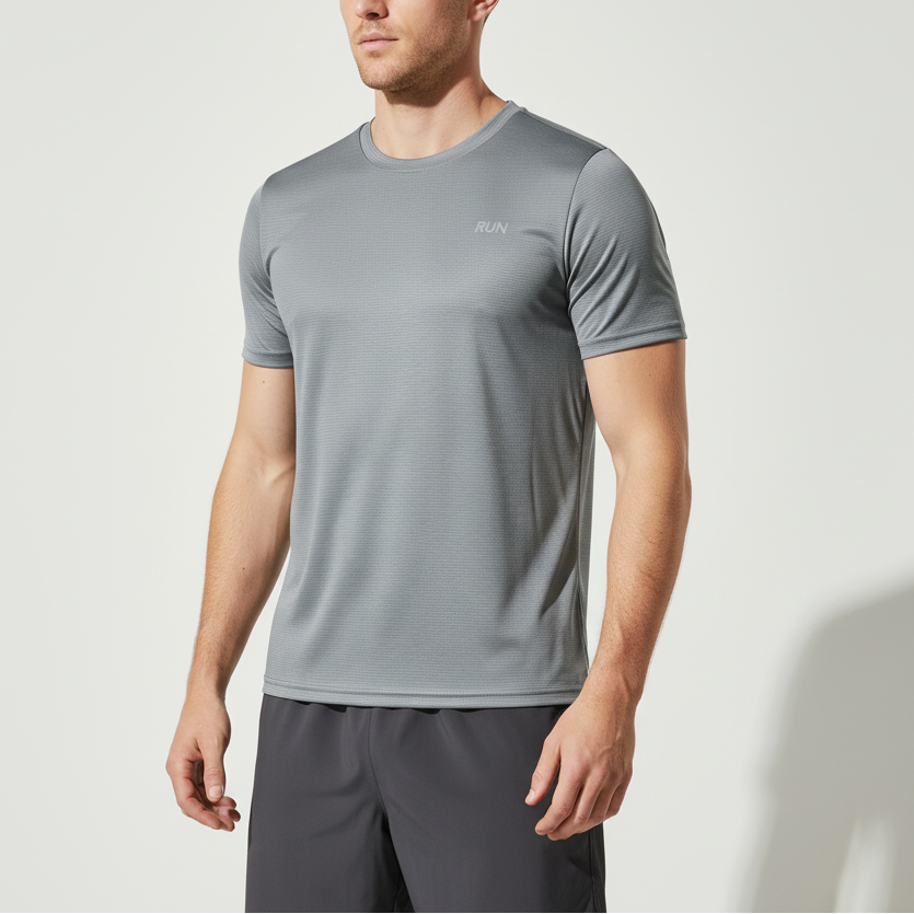 Men's short sleeve athletic training shirt with moisture wicking