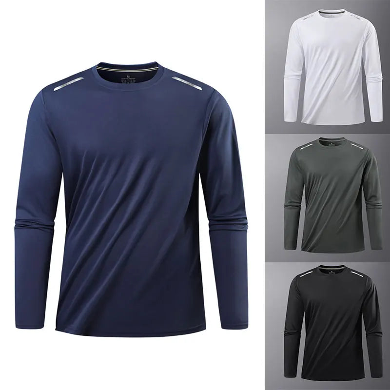 Long sleeve reflective performance t-shirt with breathable knit fabric