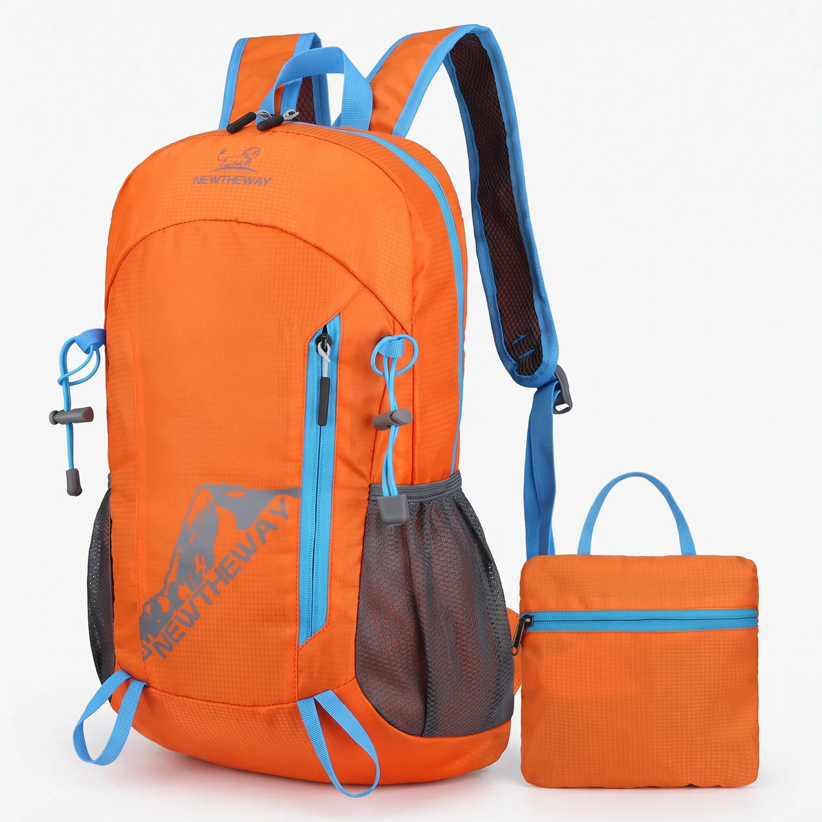 Packable 22L day pack with water-resistant exterior and breathable mesh shoulder straps