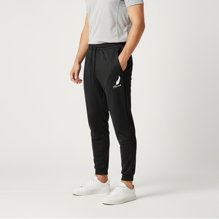 Quick-dry breathable jogging pants with ankle taper and adjustable waistband