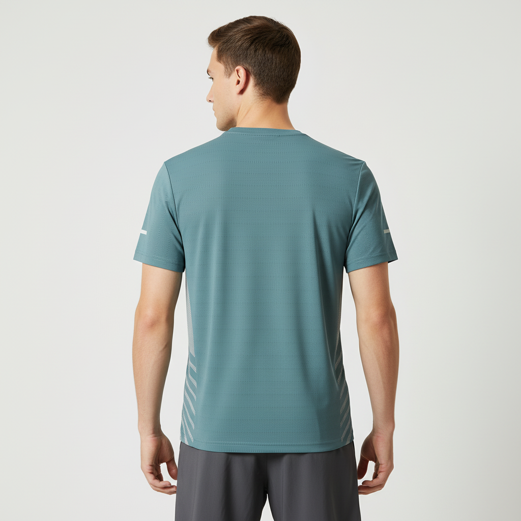 Lightweight running shirt with mesh ventilation and reflective details